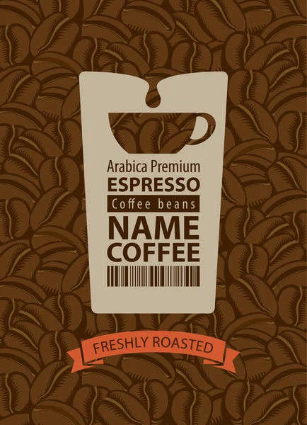 Etiqueta de diseño para granos de café — Vector de stock