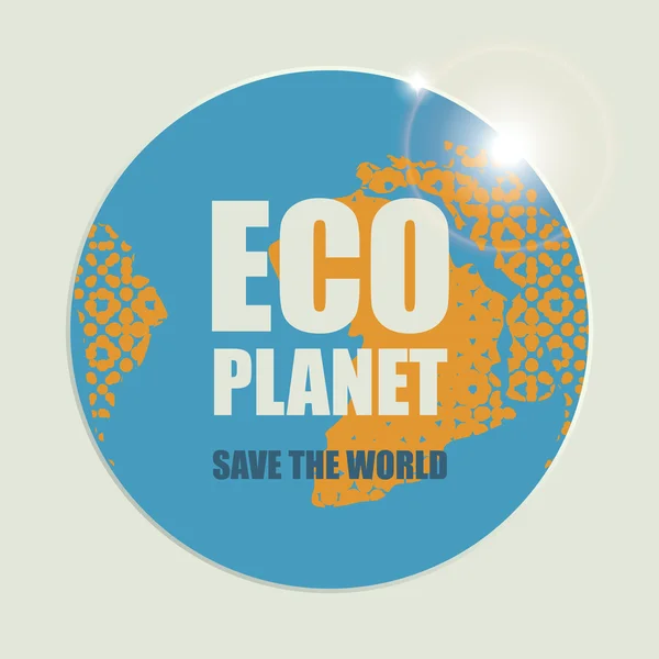 Eco planeet met zonnestralen — Stockvector