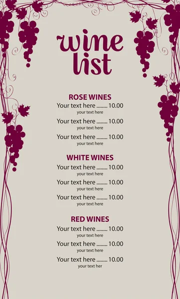 Lista de preços do vinho — Vetor de Stock