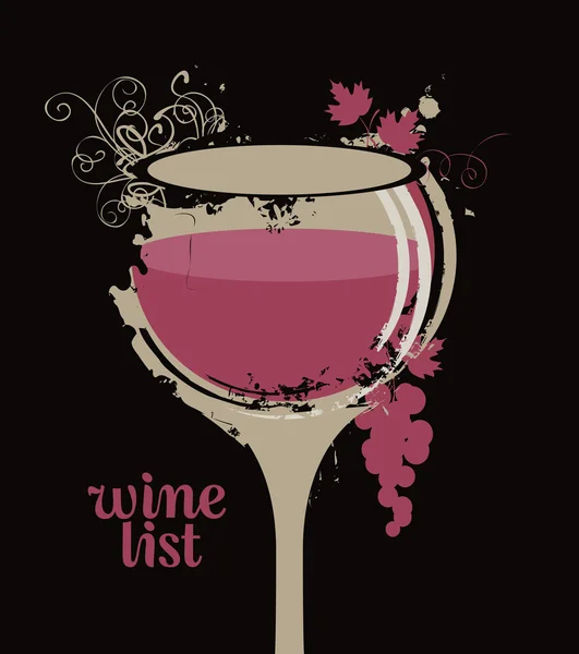 ブドウとワインのガラス — ストックベクタ