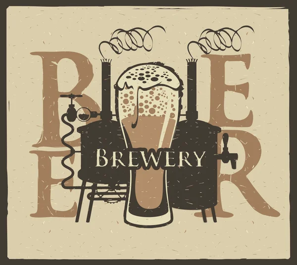 Cervecería con un vaso de cerveza y una máquina cervecera — Archivo Imágenes Vectoriales