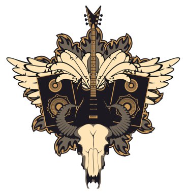 elektro gitar ve inek kafatası