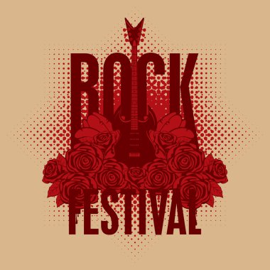 gitar arasında çiçek gül ve Rock Festivali