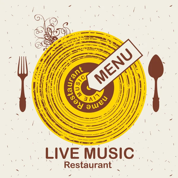 Μενού εστιατόριο με ζωντανή μουσική — Διανυσματικό Αρχείο