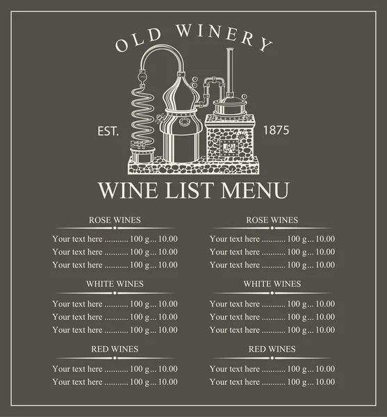 Prix du menu vin — Image vectorielle