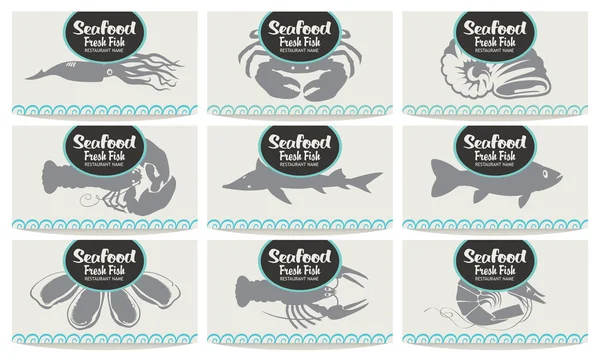 Set biglietto da visita per un ristorante di pesce — Vettoriale Stock