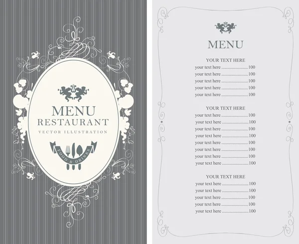 Menu met florale ornamenten in barokke stijl — Stockvector