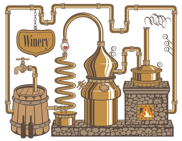 Instalação para a produção de vinho —  Vetores de Stock