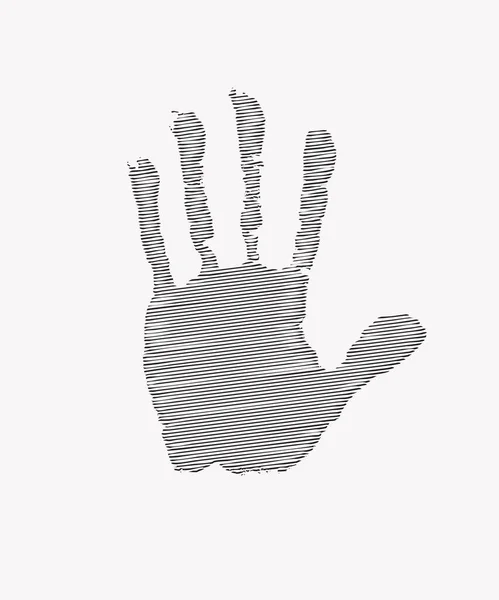 同心円状のパターンを持つ人間の手のプリント 手のひらと指を光の背景でスキャンし ベクトルイラストを作成します 大人または子供の手仕事 Print — ストックベクタ