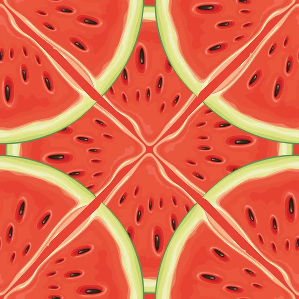 Motif Sans Couture Aux Fruits Avec Ornement Tranches Pastèque Sucrée — Image vectorielle