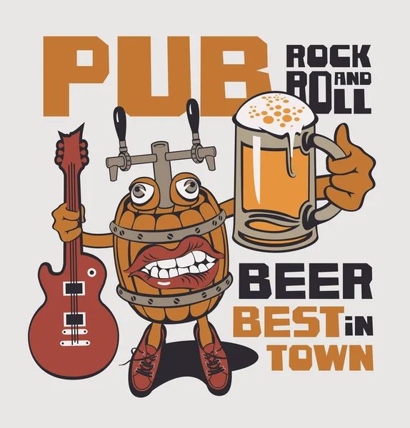 Banner Rock Roll Pub Inscriptions Pub Rock Roll Beer Best — Stock Vector
