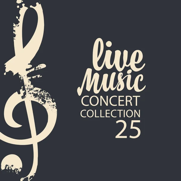 Affiche Voor Een Live Muziekconcert Met Een Abstracte Treble Clef — Stockvector