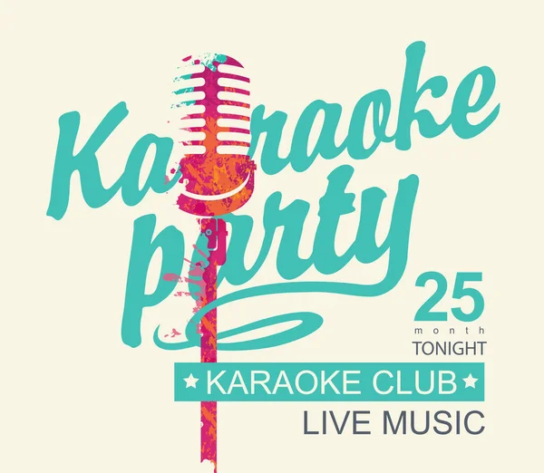 Cartel Música Vectorial Pancarta Para Club Karaoke Con Una Inscripción — Archivo Imágenes Vectoriales
