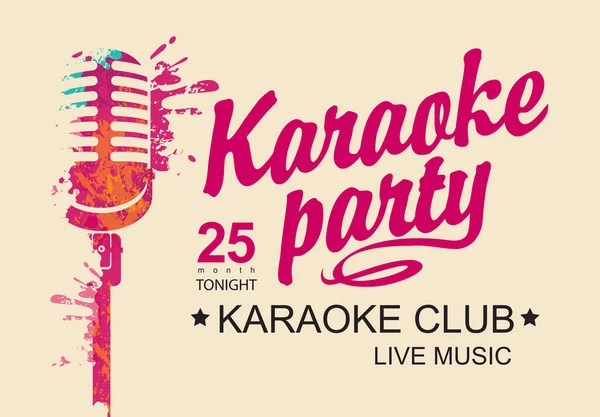 Musikposter Für Karaoke Club Mit Kalligrafischer Aufschrift Karaoke Party Und — Stockvektor