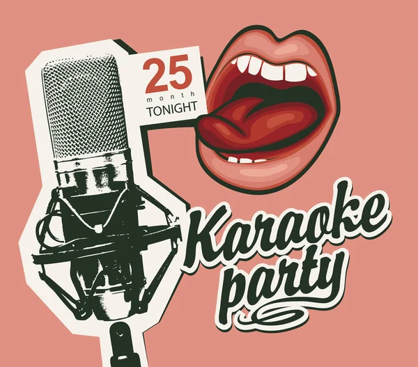 Cartaz Música Para Uma Festa Karaoke Com Uma Inscrição Caligráfica — Vetor de Stock