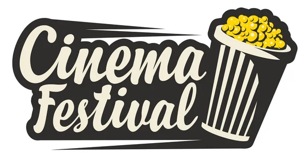 Logo Del Festival Cine Con Cubo Lleno Palomitas Maíz Letras — Archivo Imágenes Vectoriales