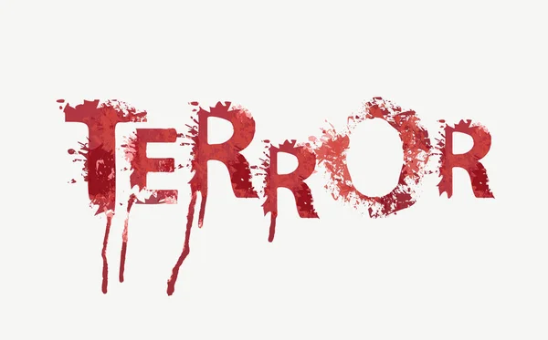 Terror Schriftzug Mit Roten Gruseligen Buchstaben Auf Hellem Hintergrund Vektorillustration — Stockvektor