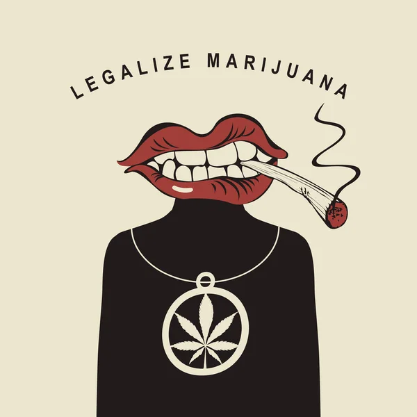 Vektorbanner Zum Thema Marihuana Legalisierung Kreative Illustration Einer Fiktiven Kreatur — Stockvektor