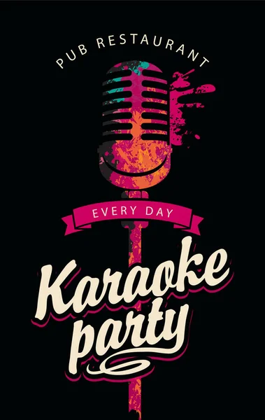 Muziekposter Voor Karaoke Party Met Een Abstracte Heldere Microfoon Kalligrafische — Stockvector