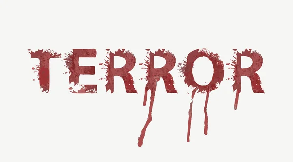 Terror Schriftzug Mit Roten Schrecklichen Buchstaben Auf Hellem Hintergrund Vektorillustration — Stockvektor