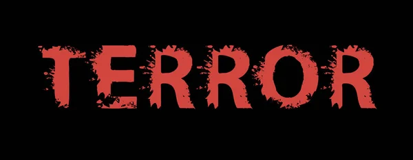 Terror Schriftzug Mit Roten Gruseligen Buchstaben Auf Schwarzem Hintergrund Vektorillustration — Stockvektor