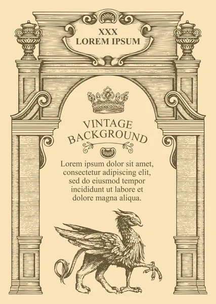 Fundo Vintage Quadro Para Certificado Diploma Forma Uma Fachada Edifício —  Vetores de Stock