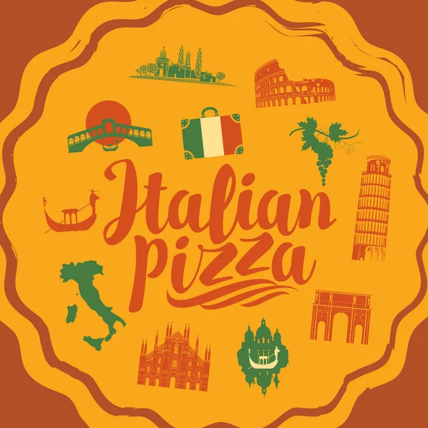 Банер Тему Італійської Кухні Піцерії Декоративна Векторна Ілюстрація Пласкому Стилі — стоковий вектор