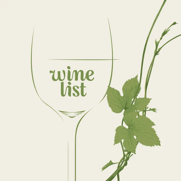 Restoran Kafe Için Şarap Listesi Şarap Kadehi Arka Planda Yeşil — Stok Vektör