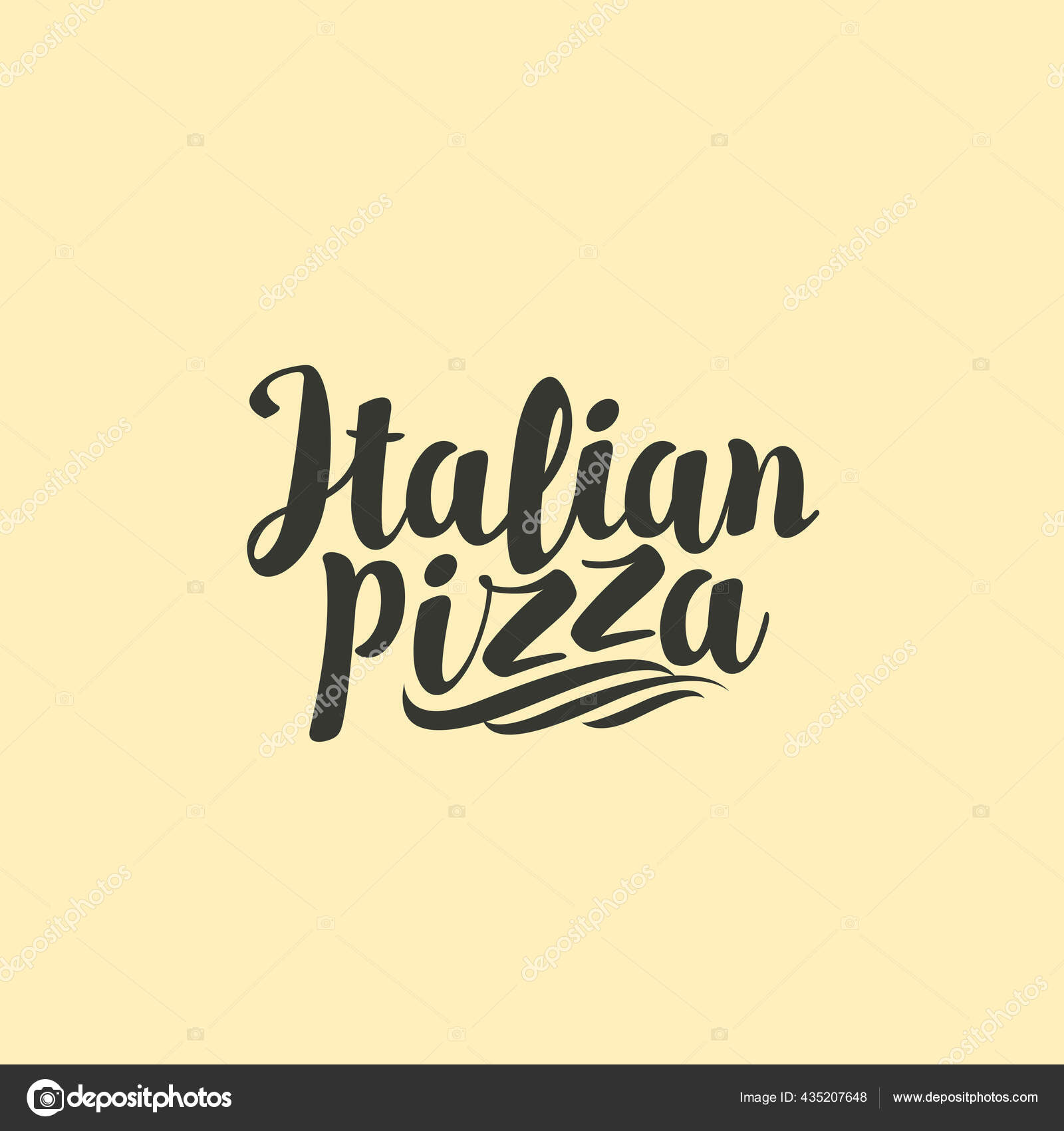 Ручная Кисть Надписью Итальянская Пицца Черная Векторная Надпись.