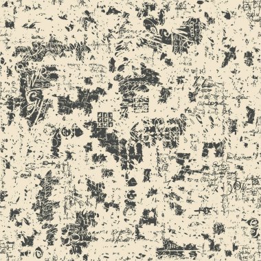 Okunamayan el yazısı Lorem Ipsum ve eski kağıt arkaplanda lekeleri olan soyut, pürüzsüz desen. Retro biçimi, duvar kağıdı, ambalaj kağıdı, kumaş, tekstil olarak tekrarlayan vektör