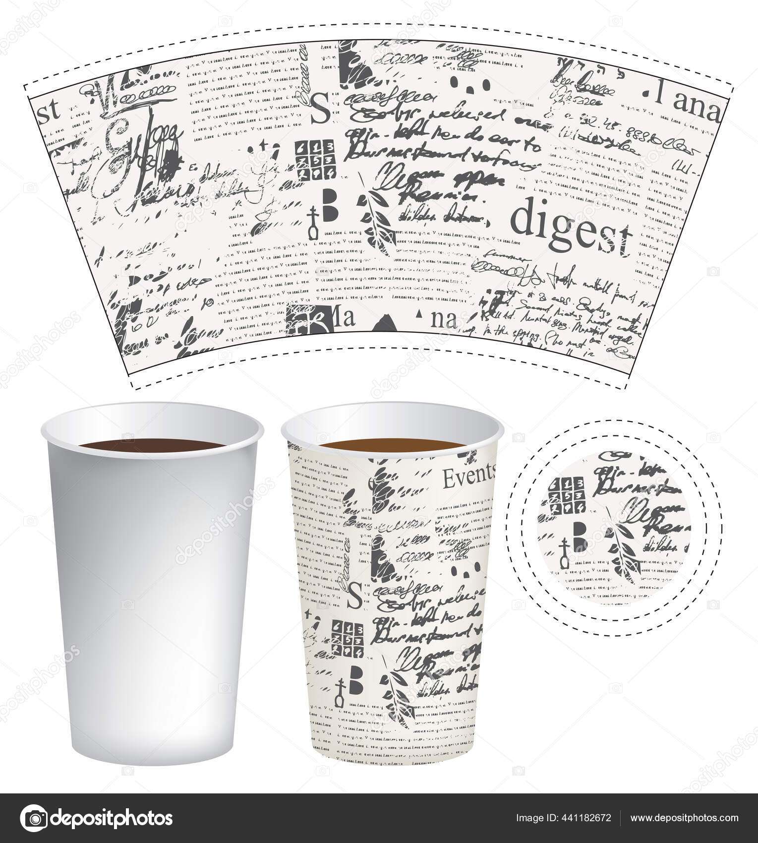 Vector Paper Cup Template Hot Drinks Disposable Cup Tea Coffee Stock ...