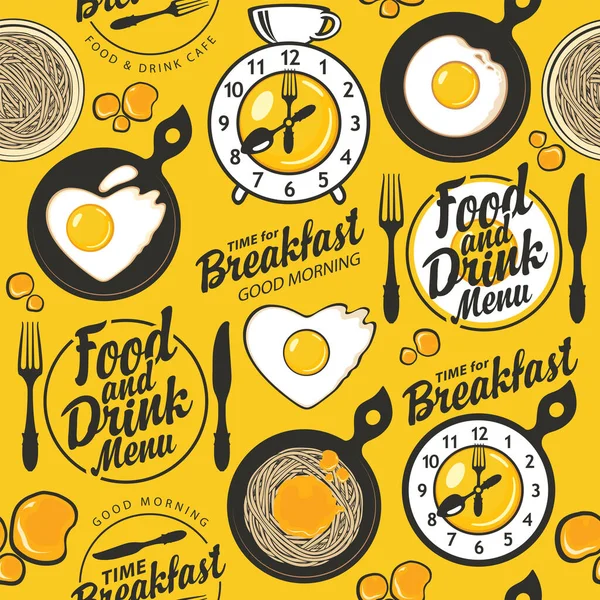 Patrón Sin Costura Vectorial Sobre Tema Del Desayuno Con Huevos — Vector de stock