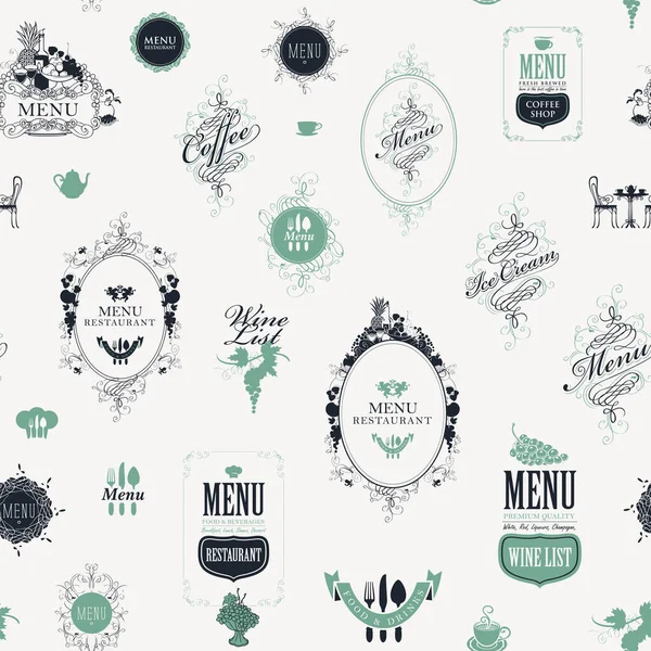 Modèle Sans Couture Sur Thème Restaurant Menu Café Dans Style — Image vectorielle