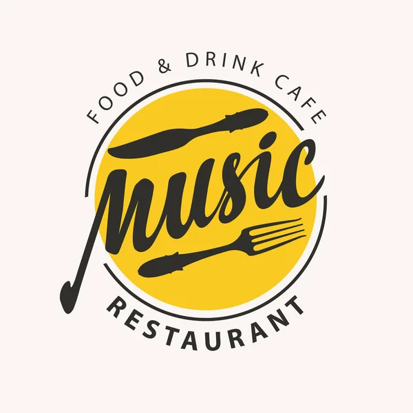 Vector Menu Banner Music Restaurant Cafe Black Fork Knife Inscriptions — Stock Vector