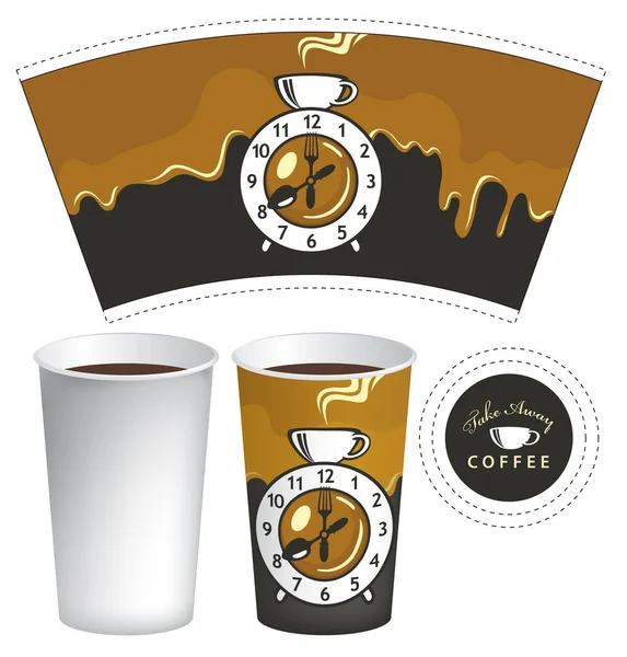 Plantilla Taza Papel Vectorial Para Bebidas Calientes Taza Desechable Para — Vector de stock