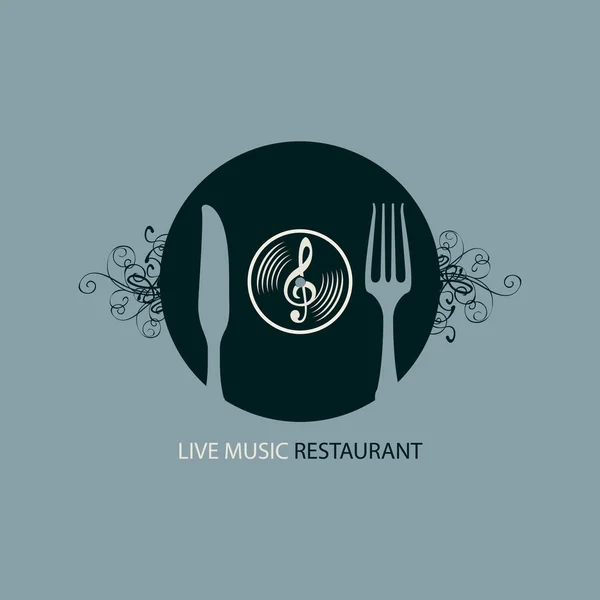 Vector Menu Banner Live Music Restaurant Decorated Old Vinyl Record — Stock vektor