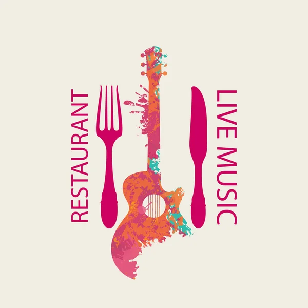 Διάνυσμα Μενού Πανό Για Εστιατόριο Ζωντανή Μουσική Διακοσμημένο Πιρούνι Μαχαίρι — Διανυσματικό Αρχείο