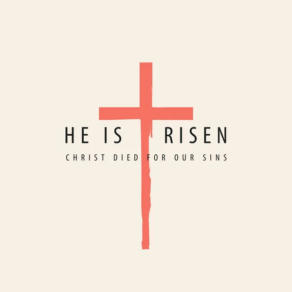 Vector Banner Greeting Card Easter Theme Words Risen Christ Died — Stock Vector