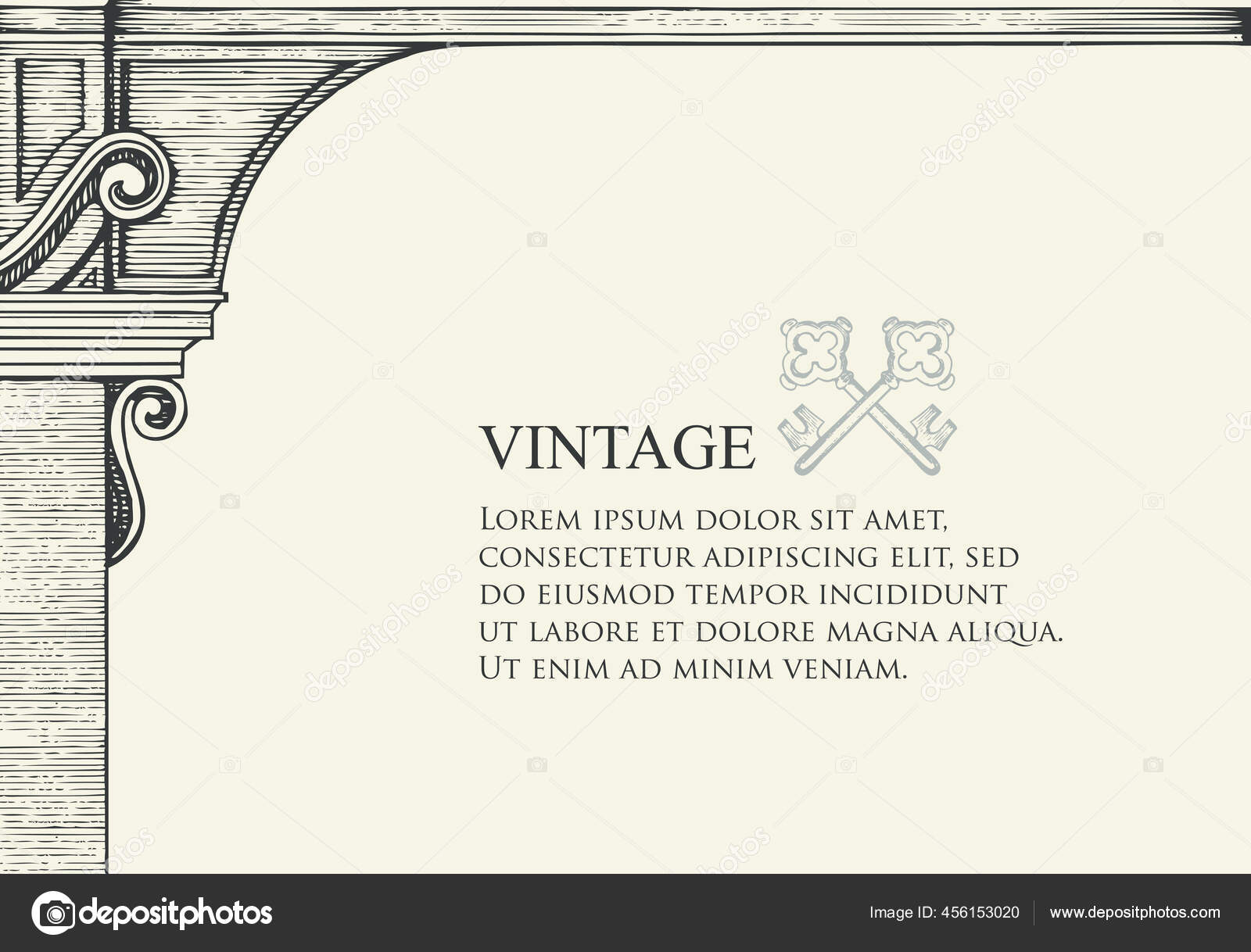 Vintage Banner Background Old Crossed Keys Medieval Arch Place Text