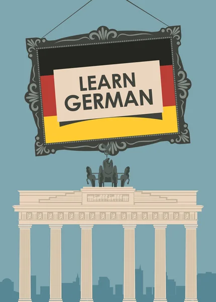 Baner Wektorowy Temat Nauki Języka Niemieckiego Szkołach Językowych Lub Kursach — Wektor stockowy