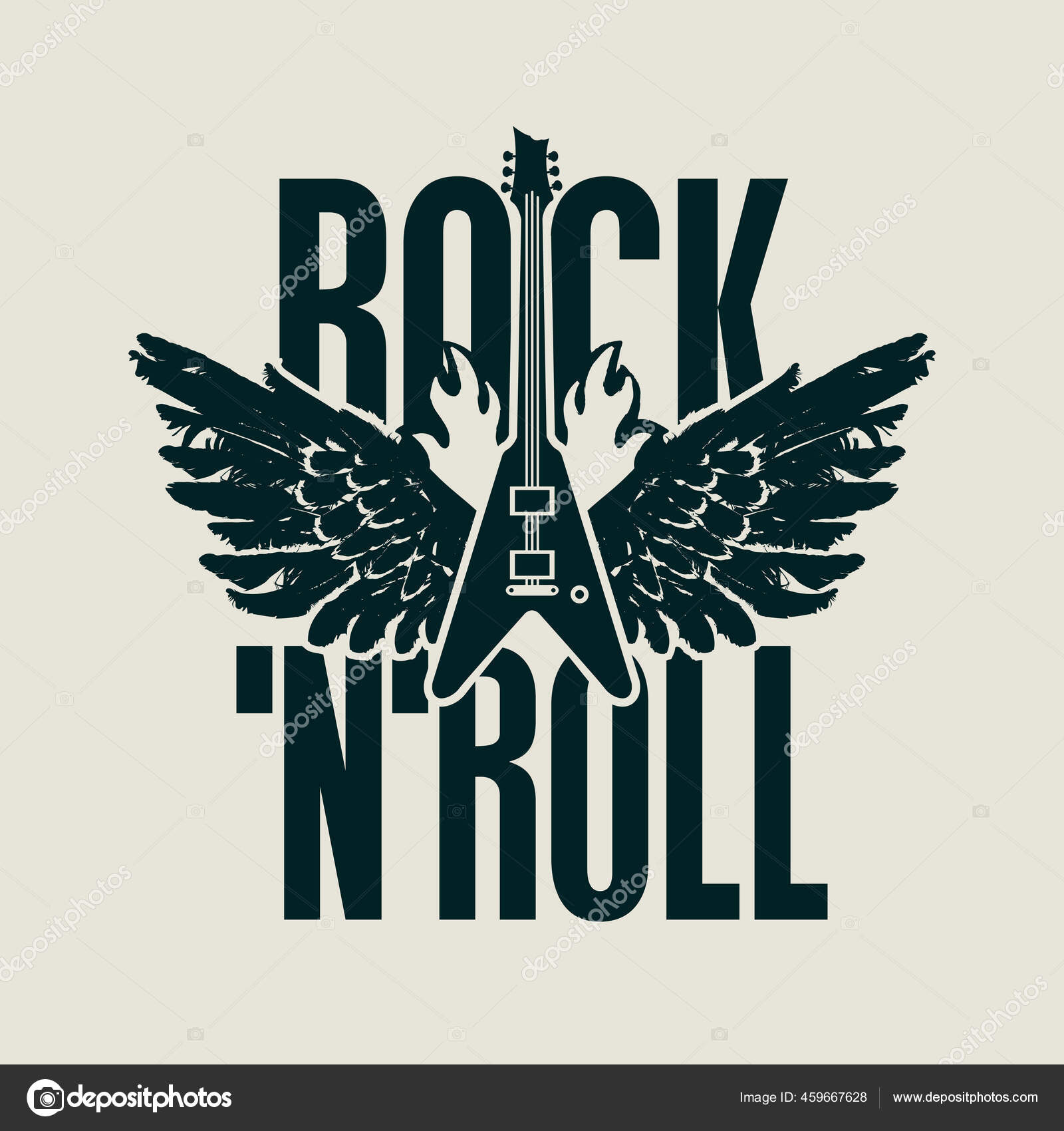 Rock 'N' Roll Векторный Баннер Логотип Эмблема Этикетка Элемент.