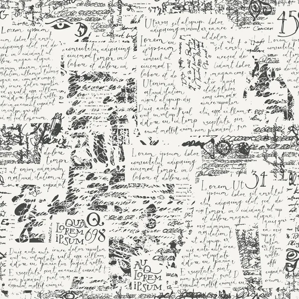Patrón Sin Costuras Abstracto Con Texto Manuscrito Lorem Ipsum Garabatos — Vector de stock