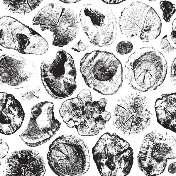 Абстрактный Бесшовный Рисунок Распиленными Стволами Деревьев Белом Фоне Черно Белый — стоковый вектор