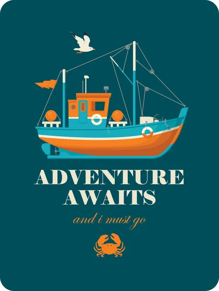 Banner Vectorial Sobre Tema Los Viajes Aventura Descubrimiento Estilo Plano — Vector de stock