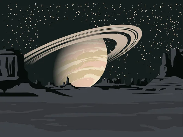 Fantastique Paysage Extraterrestre Avec Vue Sur Une Zone Désertique Avec — Image vectorielle