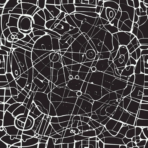 Бесшовный Рисунок Виде Абстрактной Черно Белой Карты Города Вектор Повторяет — стоковый вектор