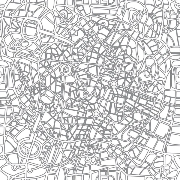 摘要无缝城市地图模式 矢量单色背景与大城市的许多道路和街道交叉 装饰城市纹理 适用于墙纸 包装纸 — 图库矢量图片