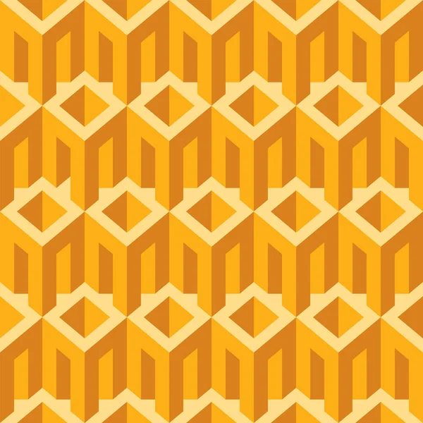 Yellow Seamless Pattern Architectural Elements Repeating Vector Texture Cubic Elements — Stock Vector