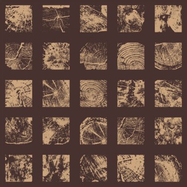 Kahverengi zemin üzerinde kare ahşap fayanslar olan soyut, pürüzsüz desen. Farklı ahşap dokulardan oluşan grunge tarzında tek renkli arkaplan. Duvar kağıdı, ambalaj kağıdı, zemin kaplaması, kumaş.