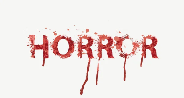 Horror Schriftzug Gruselig Tropfenden Blutigen Buchstaben Auf Hellem Hintergrund Vektorillustration — Stockvektor